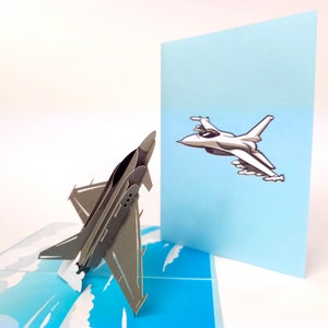 F 16 Avião Azul Pop Up Kirigiami 3D Cartões Feitos à Mão Uniqe Aniversário, Casamento, Chá de Bebê, Aniversário, Dia dos Pais, Dia das Mães