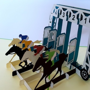 Paard Jockey Pop Up Kirigiami 3D-kaarten Handgemaakte uniqe verjaardag, Bruiloft, Baby douche, verjaardag, vaderdag, moederdag, seizoensgebonden