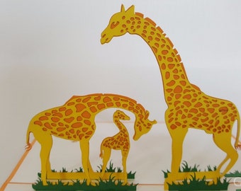 Giraffe Pop Up Kirigiami 3D Cards Handmade uniqe  Birthday, Wedding, Baby shower, anniversary, father's day, mother's day, seasonal