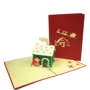 Uniqe di Polo Nord Santa casa regalo presente Pop Up Kirigiami 3D carte Handmade matrimonio, compleanno, battesimo, anniversario, festa del papà,