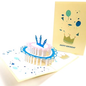 Bolo de 3 velas Pop Up Kirigiami Cartões 3D feitos à mão uniqe Aniversário, casamento, chá de bebê, aniversário, dia dos pais, dia das mães, sazonal