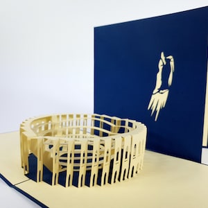 Koloseum Pop Up Kirigiami 3D Karty Ręcznie robione unikatowe Urodziny, Ślub, Baby shower, rocznica, Dzień Ojca, Dzień Matki, sezonowe