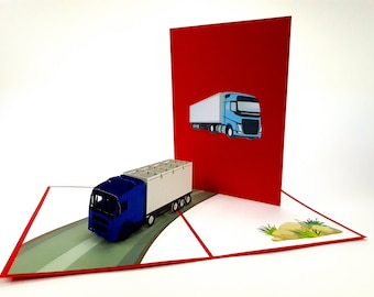 Europe Truck Pop Up Kirigiami 3D Cards Handmade uniqe Birthday, Wedding, Baby shower, anniversary, father’s day, mother’s day