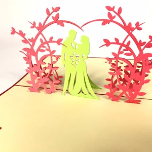 Glückliche Hochzeit Pop Up Kirigiami 3D Karten handgemachte Uniqe Geburtstag, Hochzeit, Baby-Dusche, Jubiläum, Vatertag,
