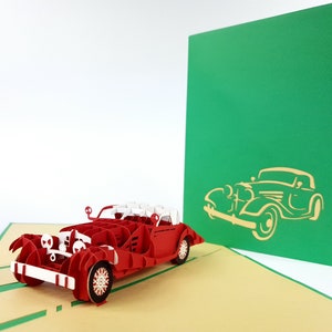 Sport groen rode auto pop-up Kirigiami 3D-kaarten handgemaakte unieke verjaardag, bruiloft, babyshower, jubileum, vaderdag, Moederdag