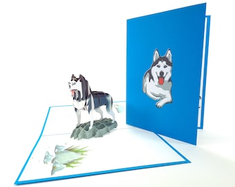 Husky Dog Pedegree Pop Up Kirigiami 3D Cards Handmade uniqe  Birthday, Wedding, Baby shower, anniversary, father's day, mother's day,