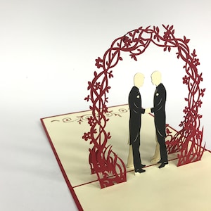 Gay mariage 3D Pop Up Kirigiami uniqe fait à la main cartes d’anniversaire, mariage, Baby shower, anniversaire, fête des pères, fête des mères,
