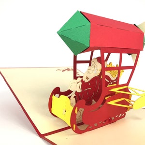 Boże Narodzenie Mikołaja Mikołaj Rocket pop up Kirigiami karty 3D Handmade UNIQE urodziny, wesele, baby shower, rocznica, dzień ojca,