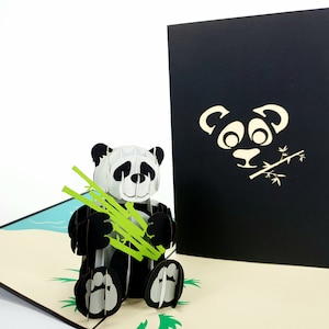 Panda Pop Up Kirigiami 3D-kaarten handgemaakte uniqe verjaardag, bruiloft, babyshower, verjaardag, vaderdag