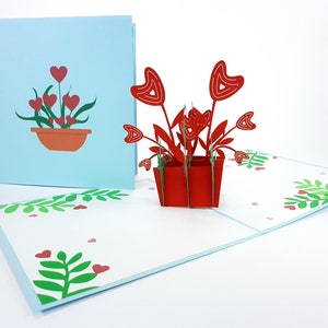 Heart Flowers Valenties Pop Up Kirigiami 3D Cards Handgemaakte uniqe verjaardag, bruiloft, baby shower, verjaardag, vaderdag, moederdag