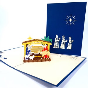 Pilgrims And The Born Of Christ Pop Up Kirigiami 3D Cards Ręcznie robione unikalne urodziny, ślub, Baby shower, rocznica, dzień ojca,