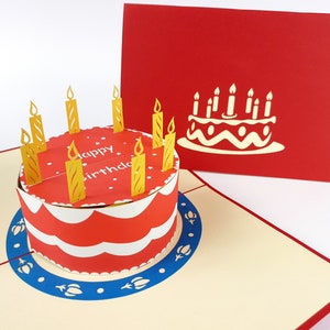 Bolo redondo pop up kirigami 3d cartões feitos à mão uniqe aniversário, casamento, chá de bebê, aniversário, dia dos pais, dia das mães,