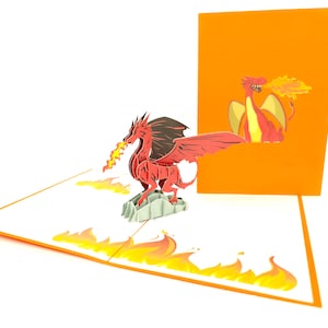 Drache Winged Beast Fabelhaftes Reptil Pop Up Kirigiami 3D Karten Handmade Unikat Geburtstag, Jubiläum, Vatertag, Muttertag,