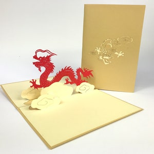 Latający smok Pop Up Kirigiami 3D Karty Ręcznie robione unikatowe Urodziny, Ślub, Baby shower, rocznica, Dzień Ojca, Dzień Matki, sezonowe