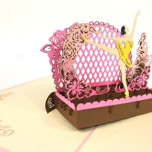 Balletto Teatro Ballerina Pop Up Kirigiami 3D carte Handmade uniqe matrimonio, compleanno, anniversario, Baby shower, festa della mamma, festa del papà