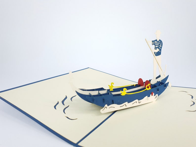 Marine Venedig Gondole Pop Up Kirigiami 3D Karten Handgemachtes uniqe Geburtstag, Hochzeit, Babyparty, Jahrestag, Vatertag, Muttertag Bild 2
