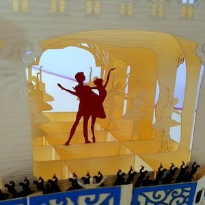 Balletto Teatro Pop Up Kirigiami 3D carte Handmade uniqe matrimonio, compleanno, Baby shower, anniversario, festa del papà, festa della mamma, stagionale