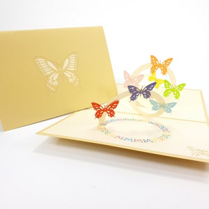 Butterfly Pop Up Kirigiami 3D Cards Uniqe Fatto a mano Compleanno, Matrimonio, Baby shower, anniversario, festa del papà, festa della mamma, stagionale