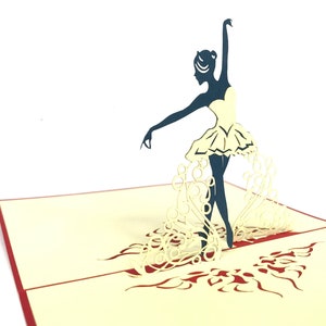 Ballerina rode pop-up Kirigiami 3D-kaarten handgemaakte unieke verjaardag, bruiloft, babyshower, jubileum, vaderdag, Moederdag, seizoensgebonden