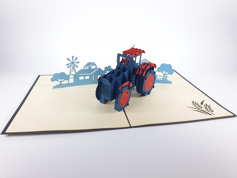 anniversary Baby shower Tractor Pop Up Kirigiami 3D Cards Handmade uniqe Birthday Wedding mother/'s day father/'s day