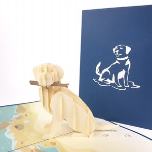 Labrador Dog Pedegree Pop Up Kirigiami 3D Cards Fatto a mano unico Compleanno, Matrimonio, Baby shower, anniversario, festa del papà, festa della mamma,