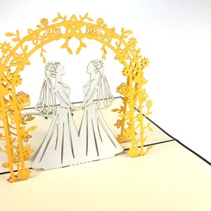 Matrimonio lesbico Pop Up Kirigiami 3D Cards Uniqe Fatto a mano Uniqe Compleanno, Matrimonio, Baby shower, anniversario, festa del papà, festa della mamma,