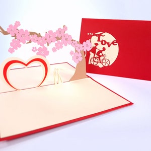 Paar unter dem Herzen Karte Pop Up Kirigiami 3D Karten Handgemacht Unikat Geburtstag, Hochzeit, Babyparty, Jubiläum, Vatertag