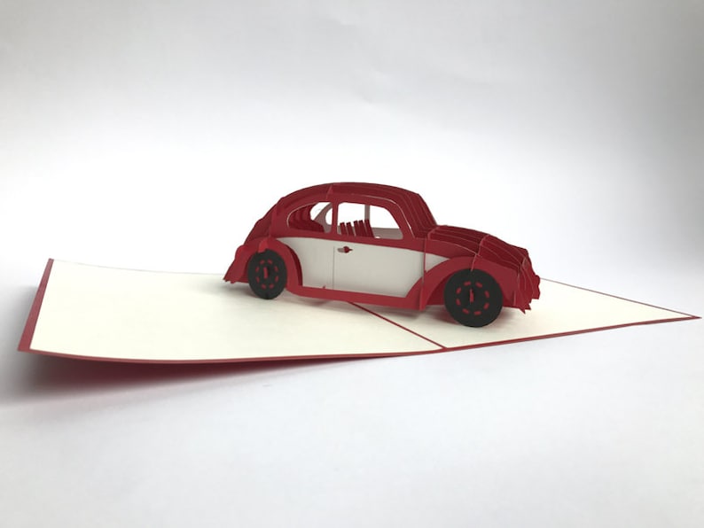 father/'s day Beetle Red Card VW Pop Up Kirigiami 3D Cards Handmade uniqe Birthday Wedding mother/'s day Baby shower anniversary