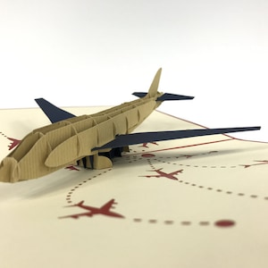 Flugzeug Blau Pop Up Kirigiami 3D Karten Handgemacht Unikat Geburtstag, Hochzeit, Babyparty, Jahrestag, Vatertag, Muttertag, saisonal
