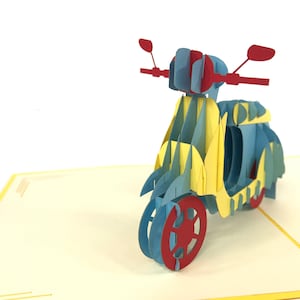 Vespa Scooter Pop Up Kirigiami 3D Tarjetas hechas a mano uniqe cumpleaños, boda, baby shower, aniversario, día del padre, día de la madre