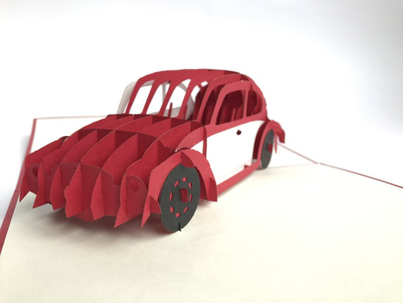 father/'s day Beetle Red Card VW Pop Up Kirigiami 3D Cards Handmade uniqe Birthday Wedding mother/'s day Baby shower anniversary