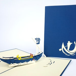 Navy Venice Gondole Pop Up Kirigiami 3D Cards Handmade uniqe Birthday, Wedding, Baby shower, anniversary, father's day, mother's day zdjęcie 1