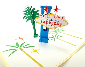 Las Vegas USA Pop Up Kirigiami 3D-kaarten handgemaakte uniqe verjaardag, bruiloft, babyshower, verjaardag, vaderdag, moederdag