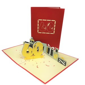 60e verjaardag Pop Up Kirigiami 3D-kaarten handgemaakte uniqe verjaardag, bruiloft, babyshower, verjaardag, vaderdag, moederdag