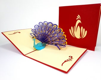 Details about / 3D Pop Up Card Peacock Birthday Wedding Anniversary Greeting Cards Invitations