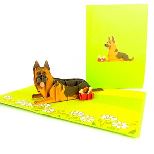 Duitse Herdershond Stamboom Pop Up Kirigiami 3D Kaarten Handgemaakte uniqe Verjaardag, jubileum, vaderdag, moederdag,