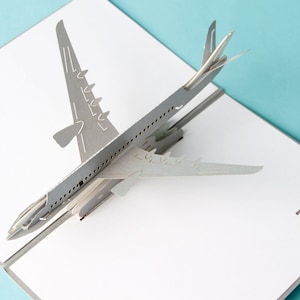 L'aereo passeggeri Pop Up Kirigiami 3D Cards Handmade uniqe Compleanno, Matrimonio, Bambino, anniversario, festa del papà, festa della mamma, stagionale