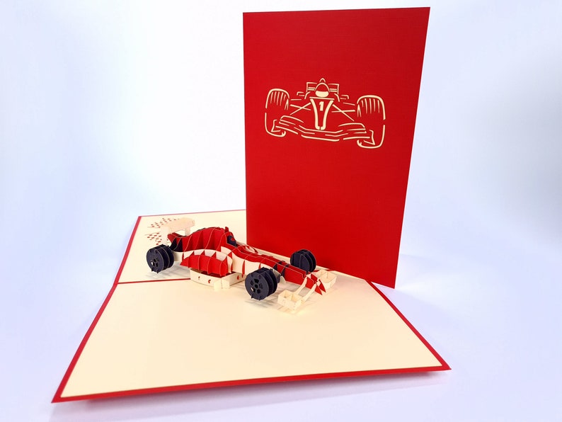 Formula one F1 Car Pop Up Kirigiami 3D Cards Handmade uniqe  Birthday, Wedding, Baby shower, anniversary, father's day, mother's day 