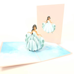 Księżniczka Pop Up Kirigiami 3D Karty Ręcznie robione unikatowe Urodziny, Ślub, Baby Shower, rocznica, Dzień Ojca, Dzień Matki, sezonowe