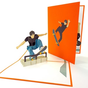 Skateboard Skateboard Tony Hawk Pop Up Kirigiami 3D Cards Handmade uniqe Compleanno, Matrimonio, Baby shower, anniversario, festa del papà,