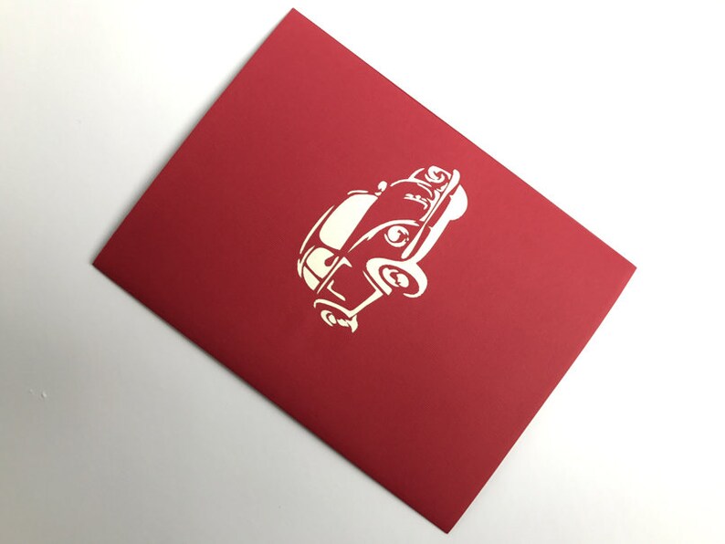 father/'s day Beetle Red Card VW Pop Up Kirigiami 3D Cards Handmade uniqe Birthday Wedding mother/'s day Baby shower anniversary