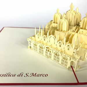 St Mark's Basilica Pop Up Kirigiami 3D-kaarten handgemaakte uniqe verjaardag, bruiloft, babyshower, jubileum, vaderdag, moederdag, seizoen