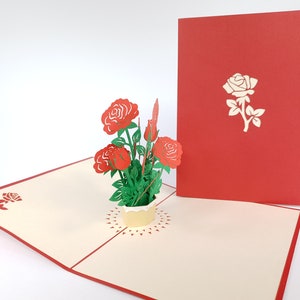 Rose Vaas bloemen Pop Up Kirigiami 3D kaarten handgemaakte verjaardag, bruiloft, Baby shower, verjaardag, Vaderdag, Moederdag, seizoensgebonden