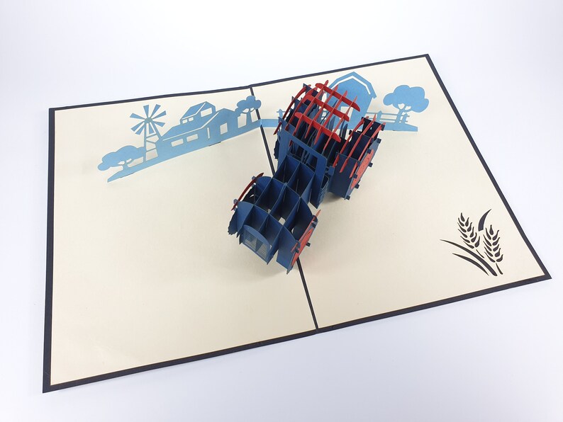 anniversary Baby shower Tractor Pop Up Kirigiami 3D Cards Handmade uniqe Birthday Wedding mother/'s day father/'s day
