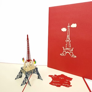 Eiffel toren Pop Up Kirigiami 3D kaarten handgemaakte uniqe verjaardag, bruiloft, Baby shower, verjaardag, Vaderdag, Moederdag, seizoensgebonden
