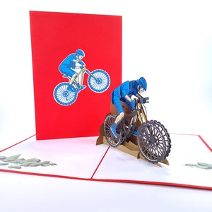 MTB Bike Downhill Team Pop-up Kirigiami 3D-kaarten Handgemaakte unieke verjaardag, bruiloft, babyshower, jubileum, vaderdag, Moederdag,