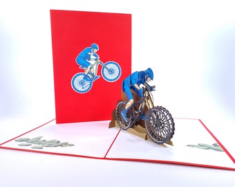 Bike Downhill Team Pop Up Kirigiami 3D Karten Handmade Unikate Geburtstag, Hochzeit, Baby Party, Jubiläum, Vatertag, Muttertag,