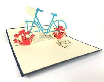 Amsterdam Tulip Bike Pop Up Kirigiami 3D Cards Handmade uniqe  Birthday, Wedding, Baby shower, anniversary, father's day, mother's day