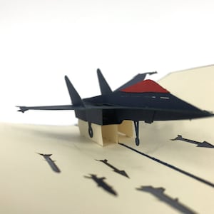 f 16 vliegtuig blauwe pop-up Kirigiami 3D-kaarten handgemaakte unieke verjaardag, bruiloft, babyshower, jubileum, vaderdag, Moederdag