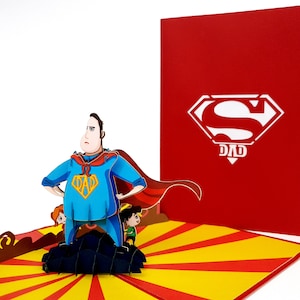 Super DAD Padre Pop Up Kirigiami 3D Carte fatte a mano uniqe Compleanno, Matrimonio, anniversario, festa del padre, festa della mamma